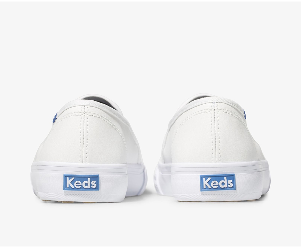 Slip Ons Keds Mujer Blancos - Double Decker Perf Cuero - 9456-GYDIP